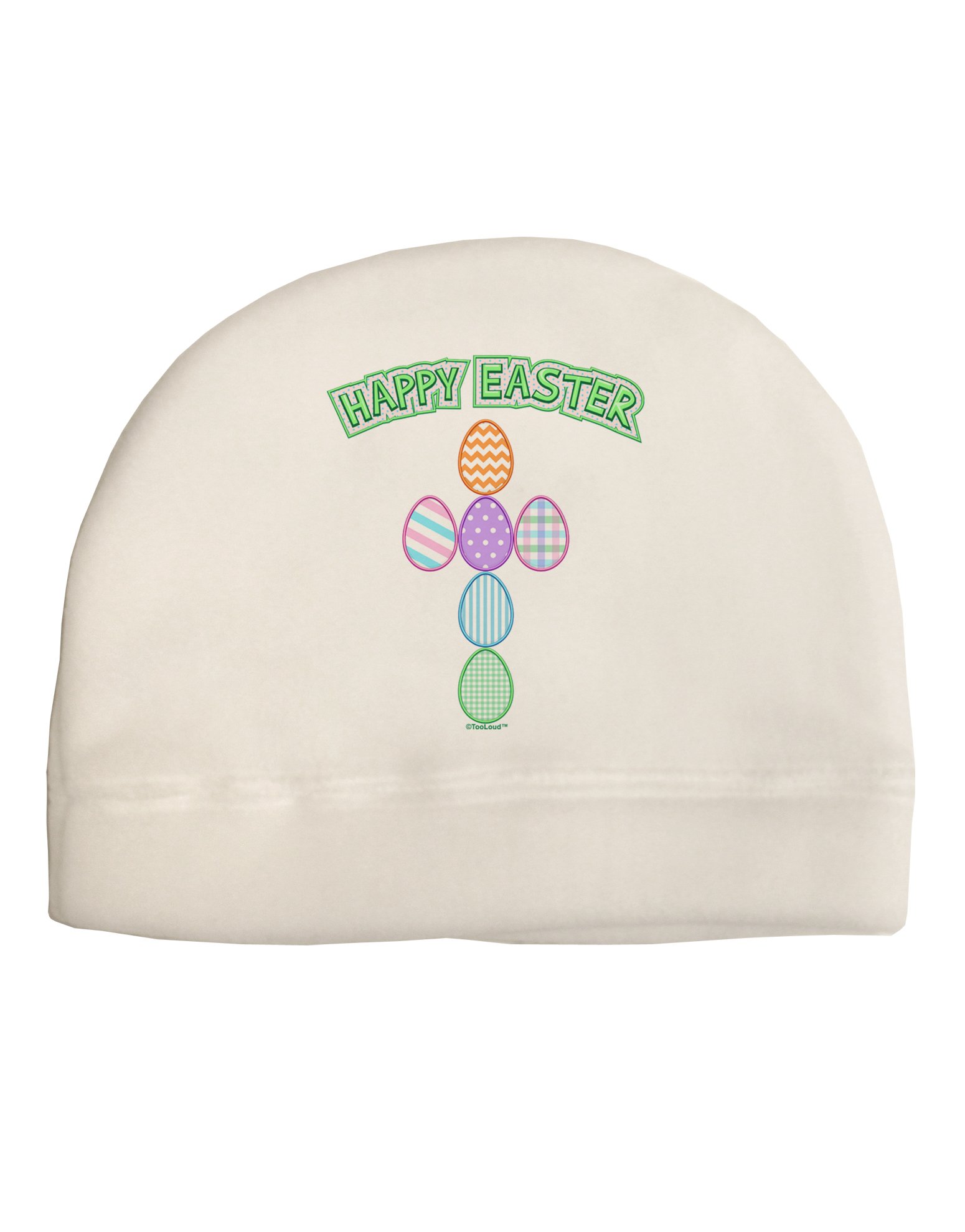 TOOLOUD Happy Easter Egg Cross Faux Applique Child Fleece Beanie Cap Hat White