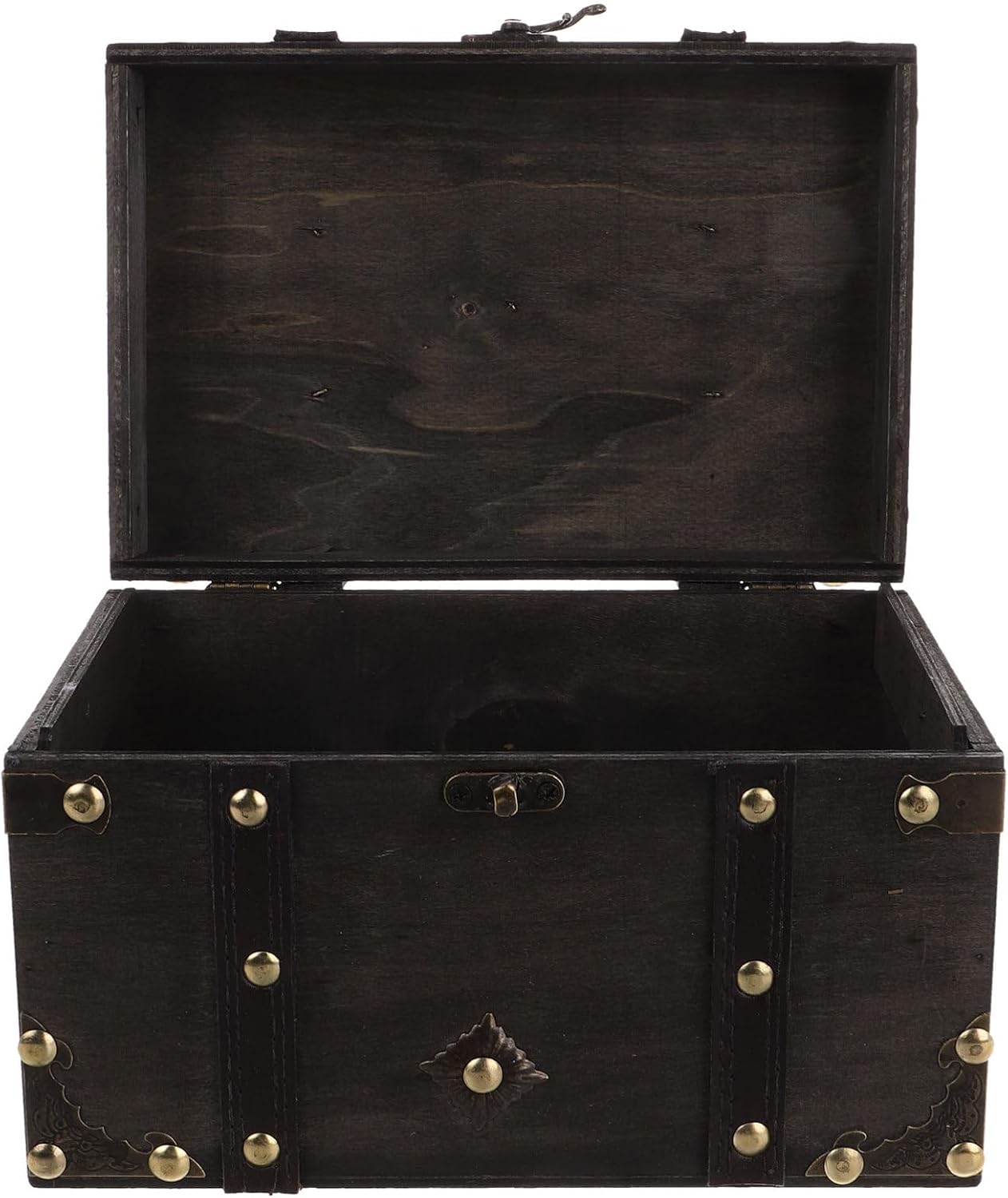Retro Treasure Storage Box Wooden Trunk with Sturdy Lock Elegant Decorative Jewelry Box for Keepsakes