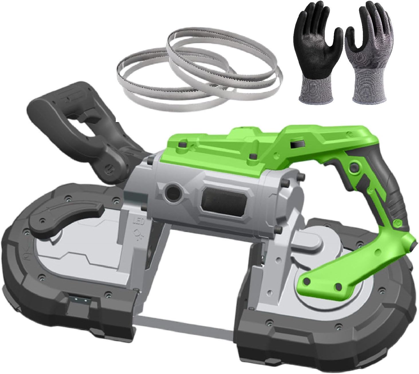 Metal Band Saw/1100w Portable Metal Band Saw - 45° Adjustable Bevel, With 1 Gloves & 6 Saw Blades (Withoutbase)