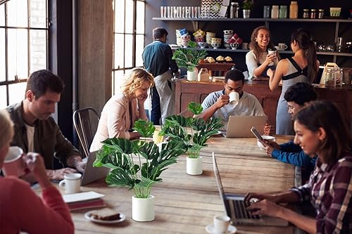 Miniatura 5 de RECUTMS Plantas artificiales de hojas de palmera de imitación grandes tropicales Monstera hoja de tortuga para interiores y exteriores, resistente a