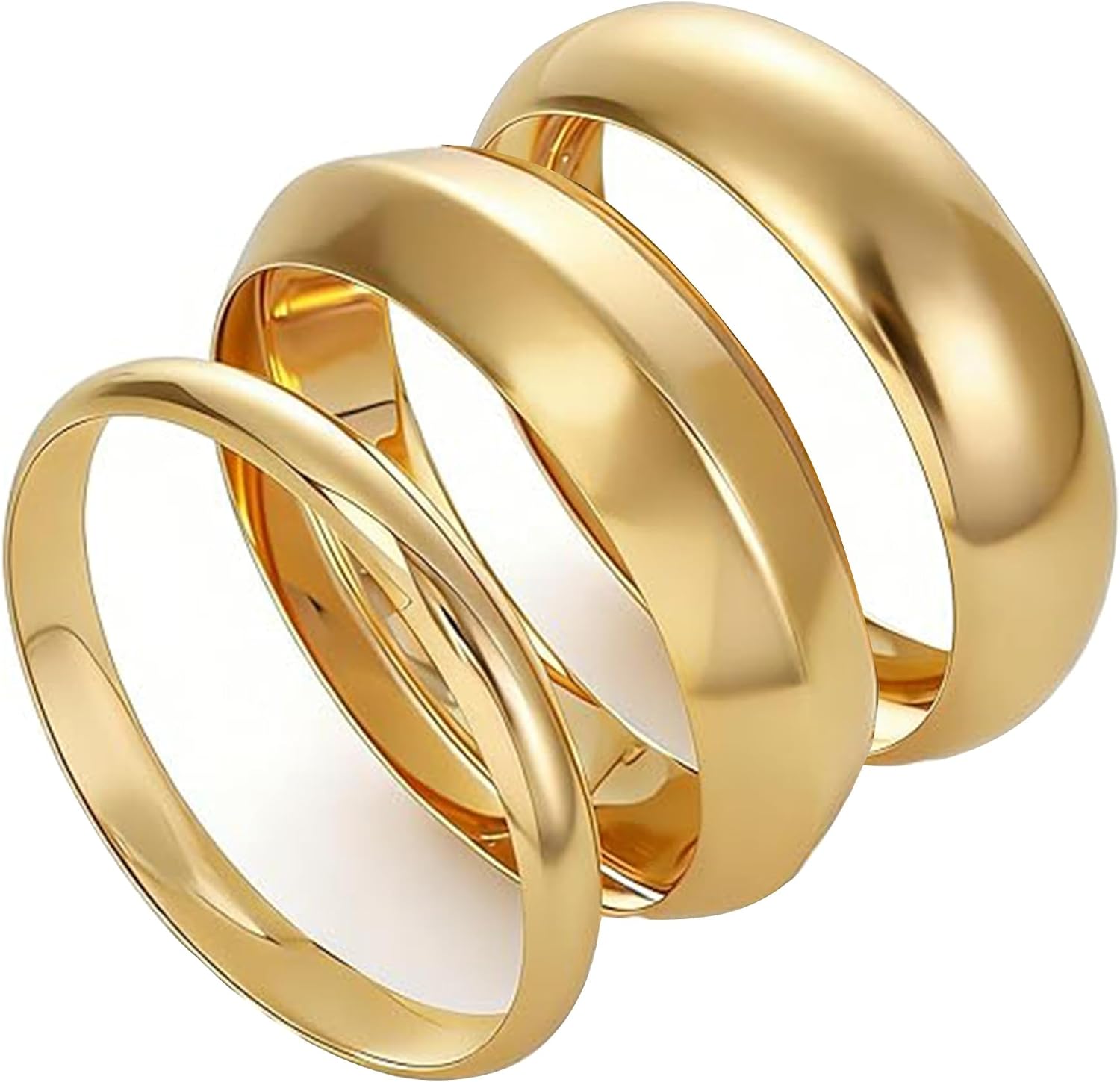 3PCS Chunky Gold Bangle Bracelets for Women Trendy Wide Wrist Cuff Bracelets Stack Statement Bangle Fashion Jewelry Gift