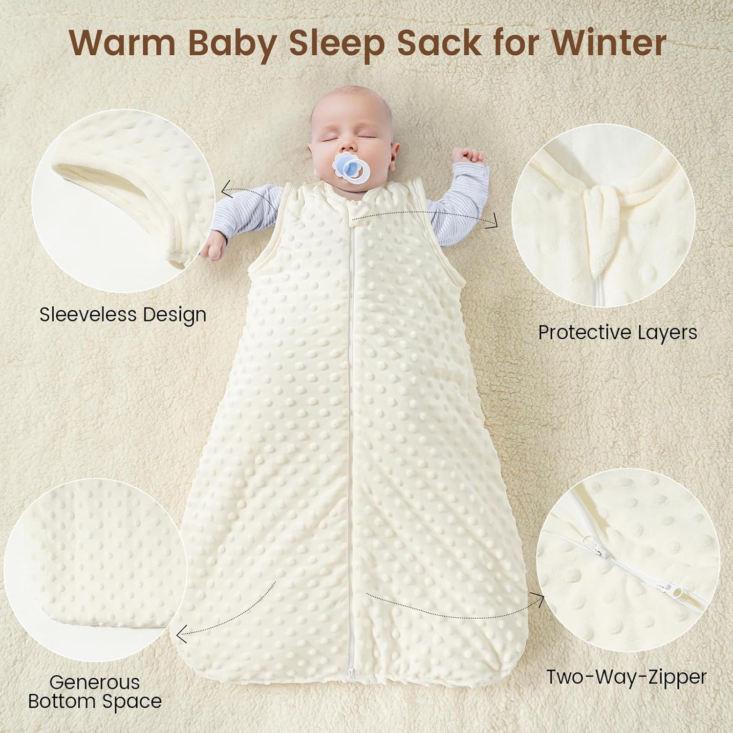 david's kids Fleece Baby Sleep Sack 0-6 Months, Uruguay Ubuy