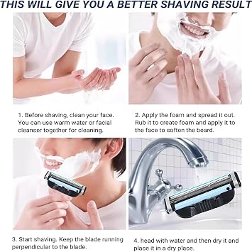 20 PCS Razor Blade Refills for Men Manual Shaver, Double Lubrication Strip, Replacement Blades for Daily Use with Manual Razors