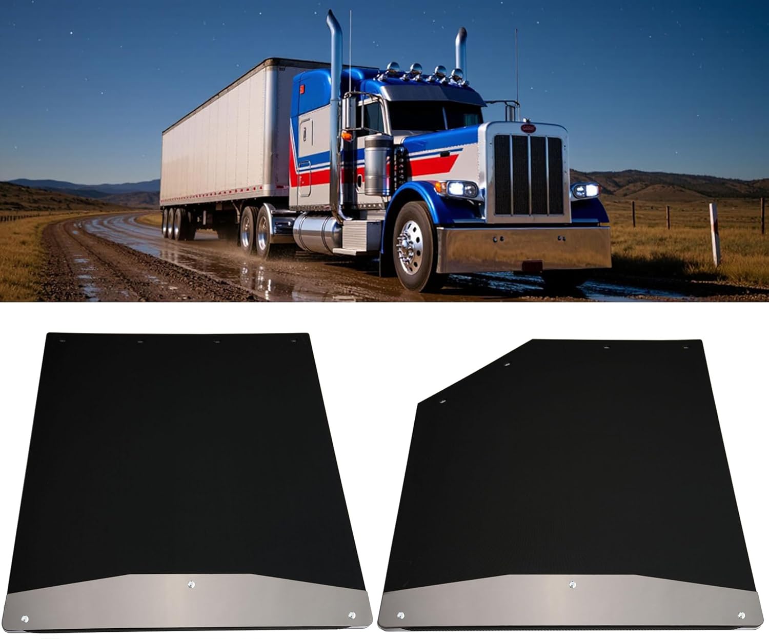 24" x 4" Stainless Steel Mud Flap Weights for Semi Trucks Mudflap Weight Set Mirror Finish with Hardware