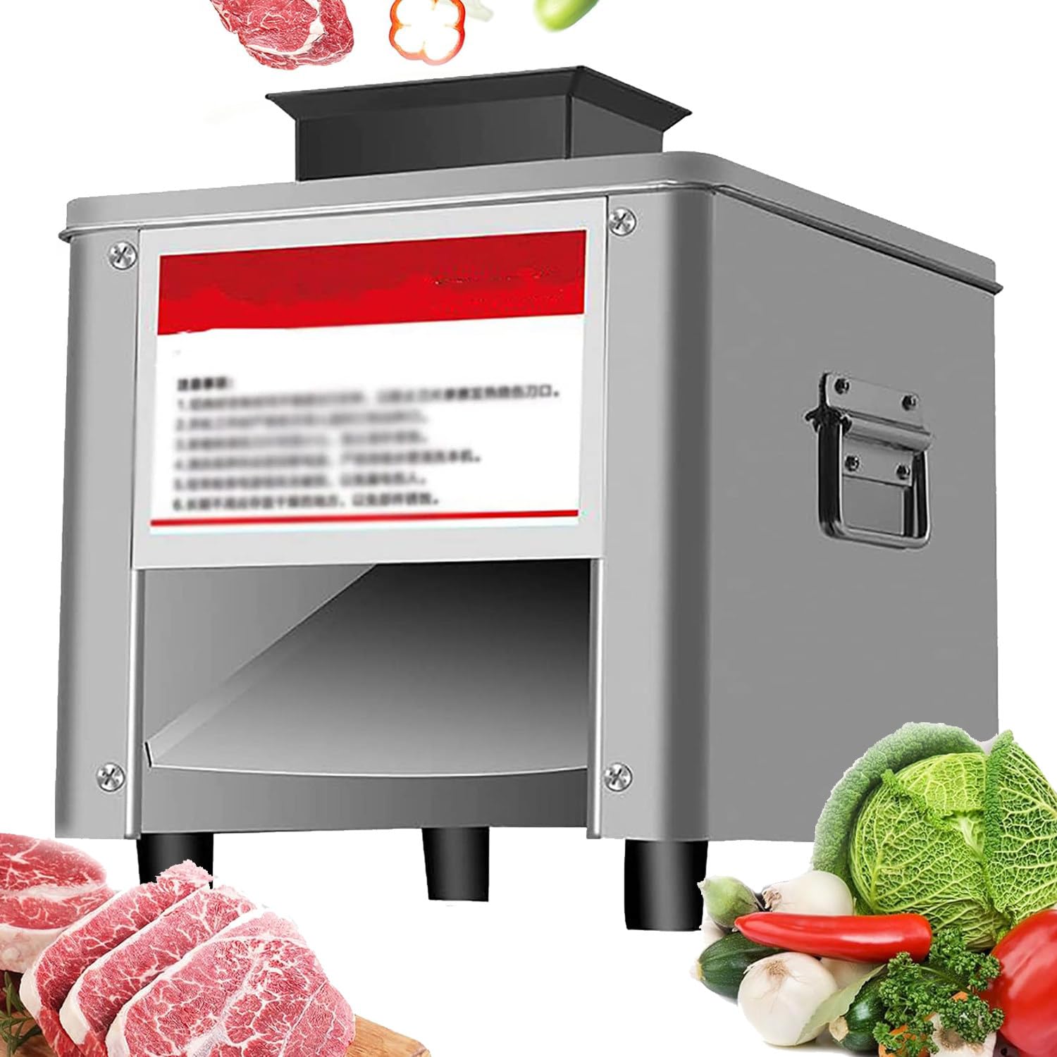 Qiang Cortadora De Carne Comercial 200Kg/H 850W Cortadora Fiambre Electrico Acero Inoxidable Rebanadora Carne Profesional Tiras Cubos Carne Picada,para Restaurantes Carnicerías,2.5-20mm