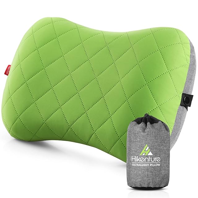 Hikenture Camping Pillow with Removable Cover - Ultralight Inflatable Pillow for Neck Lumbar Support - Upgrade Backpacking Pillow