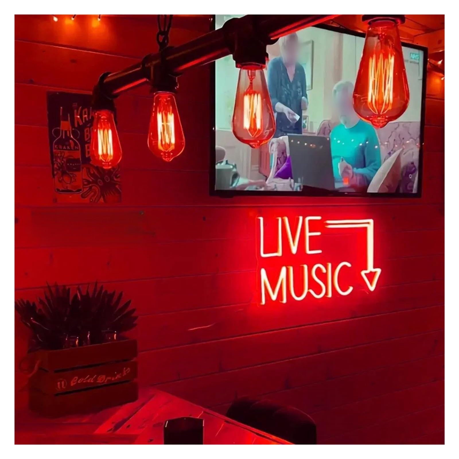 Luci al Neon Da Parete Live Music Insegna Al Neon Dimmerabile LED Lettera Luminosa USB Per Feste Casa Appeso Parco Giochi Negozio Camera Decorazioni Per Feste 34cm×22cm