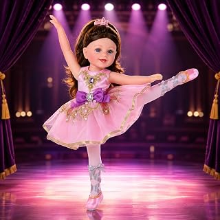BABESIDE American 16 Inch Girl Ballerina Doll with Brown Hair, Blue Eyes | American Doll in Ballet Dress and Shoes, Hairstyling Play, Realistic Details, Complete Accessories, Gift for Kids Age 3+