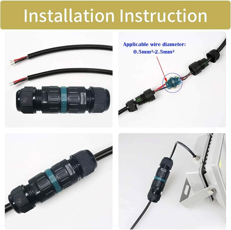 CTRICALVER IP68 Vízálló Kábel Csatlakozó Doboz Kültéri Használatra - 5 db Hárompontos Csatlakozó, 0,5-2,5mm² Vezetékekhez, Kertbe, LED Világ