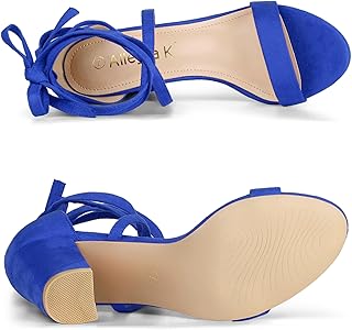 Allegra K Sandales à lanières et talons hauts pour femme, bleu royal, 35.5 EU