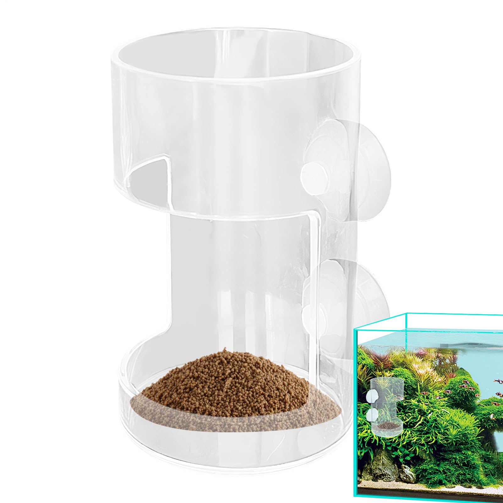 Tubo alimentador de peces y gambas para mantener el agua cristalina