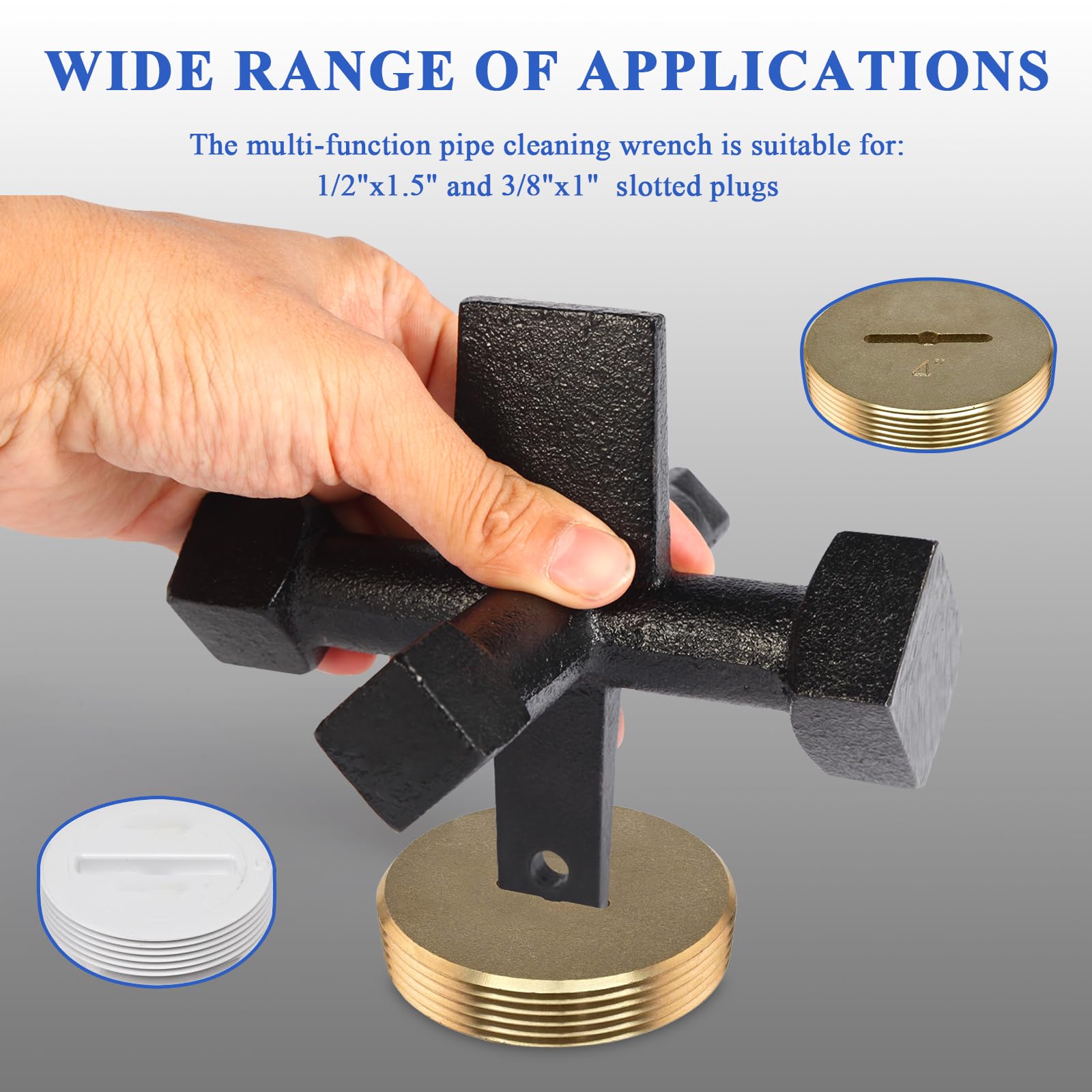 Llave de enchufe de limpieza de 6 lados para llave de fontanería Pasco J40042 para instalar o quitar tapones avellanados, trampas de tambor y limpiezas roscadas