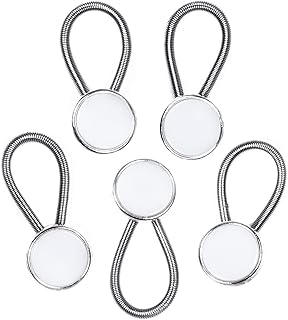 Comfy Clothiers Collar Extender - Men and Women's Shirt Button Extender - Pack of 5 White Expanders with Durable, Soft and Elastic String - Neck Extender for Dress Shirt or Blouse as Cuff Extender - Buy now