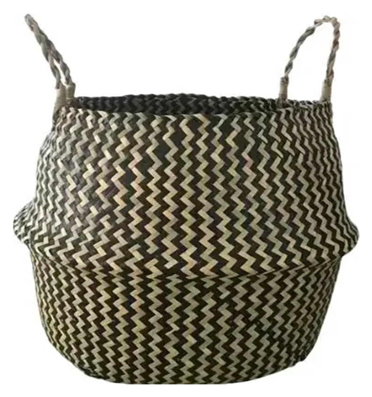 Cache pot rotin fait main de qualité supérieure panier à rayures noires