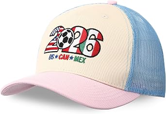 USA, CAN, MEX 2026 World Soccer Fan HatHost Countries Embroidered Baseball Cap, Trucker Hat for Men & Women