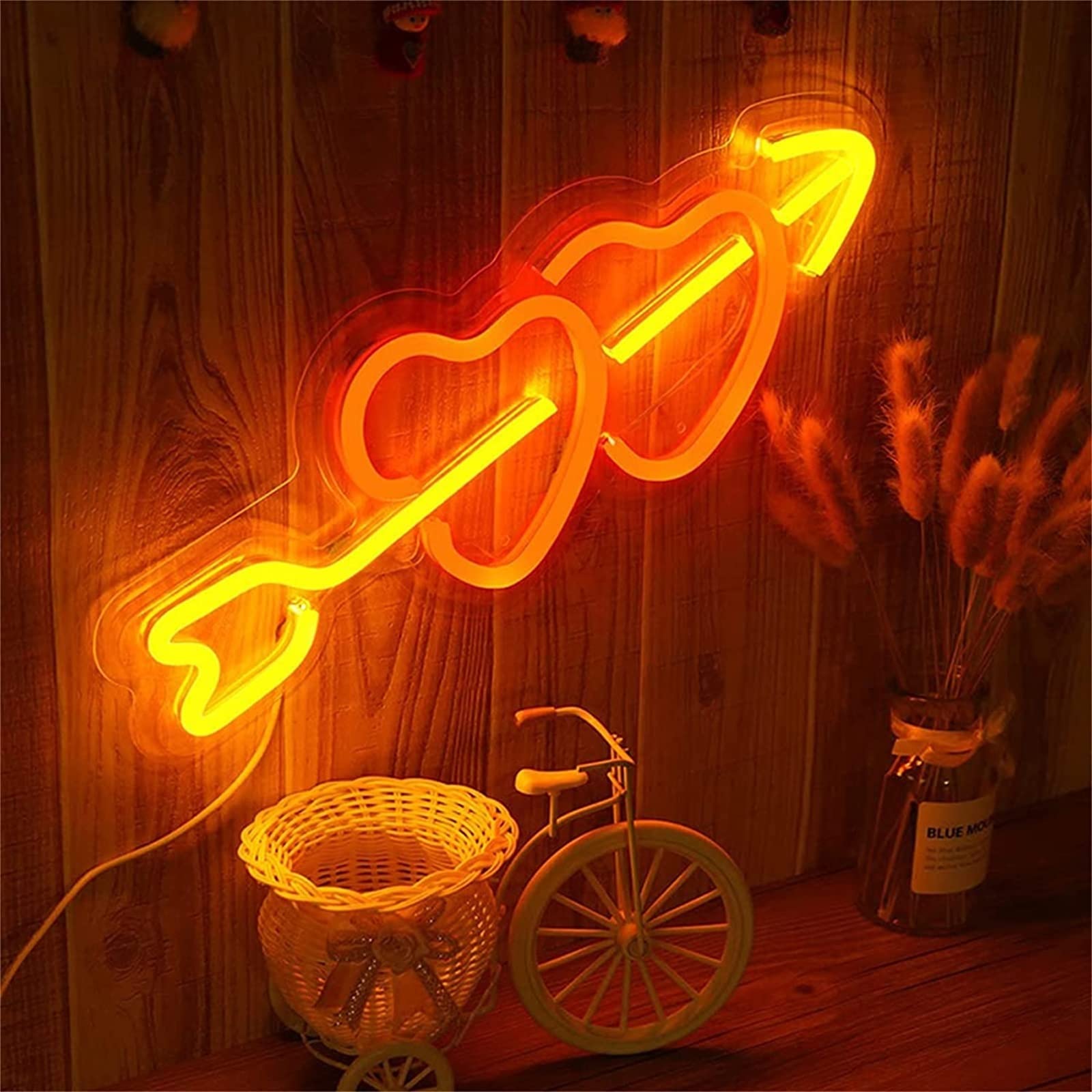Neon LED w kształcie serca Led modelowanie światła Luminous Letters szyld panel akrylowy Neon dekoracyjne światło, 43x23cm