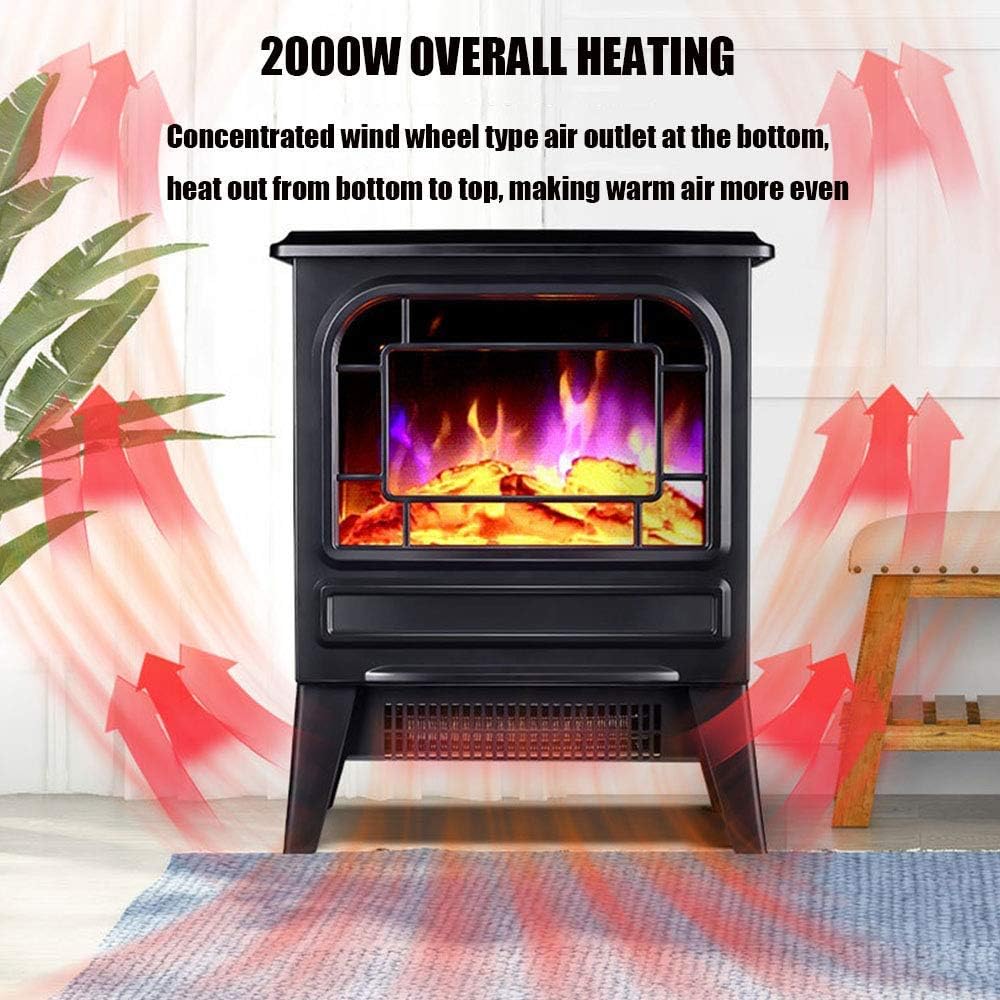 Fireplace Electric Thing Electric fireplaces Portable Electric Wood Burning Stove with fire Flame Effect for Home or Office Black (B