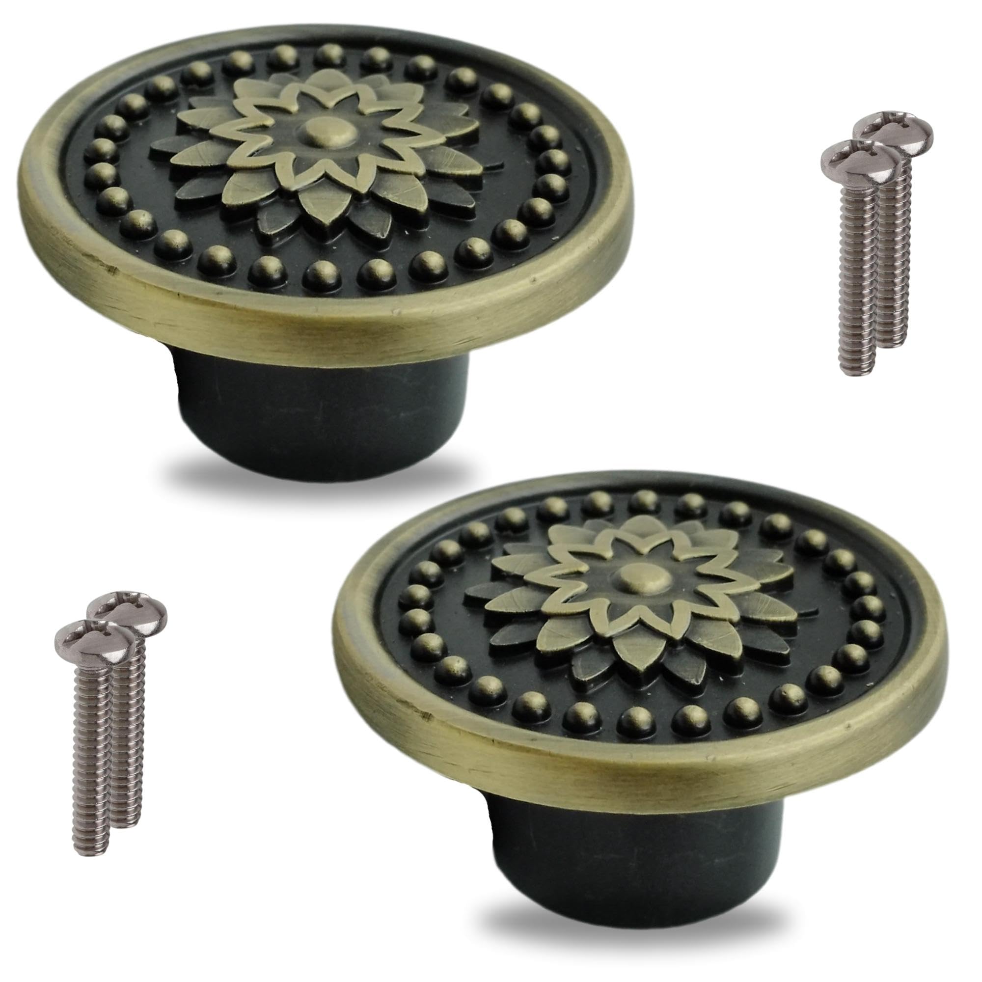 JKC Antique Brass Finish Rajwadi Design Cabinet Knobs, Multipurpose Door Handles for Wardrobe, Eye Catching Drawer Knobs, Knobs for Cabinets (Pack of 2) (B0CN2MQ7Z3) Amazon Price History, Amazon Price Tracker
