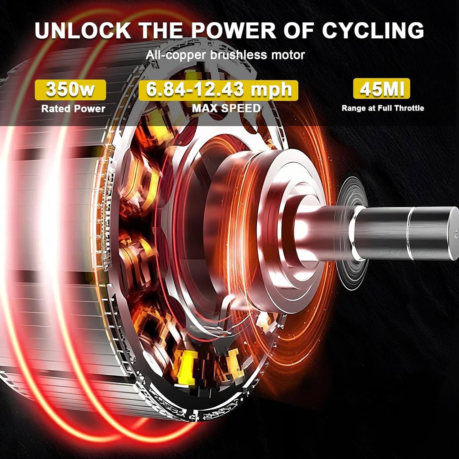 Triciclo Elettrico Pieghevole per Adulti a 3 Ruote, Bici Elettrica con Presa di Ricarica e Supporto Phone – Batteria 48V 10.4Ah, 11–20 km/h, Ruote 14", Portata 180KG,Ideale per Città e Spesa Yellow