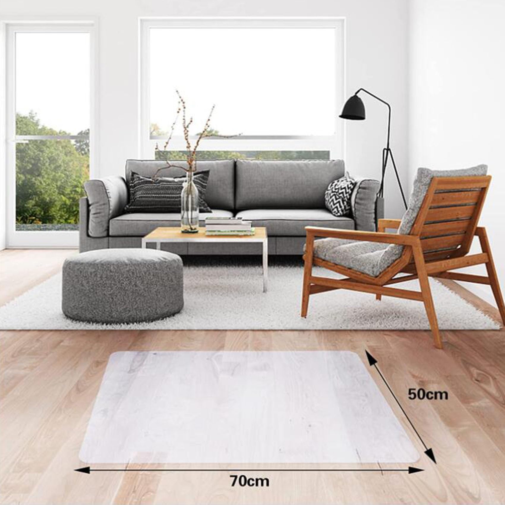 Alfombrilla Transparente,Alfombrilla Protectora para Suelo,Estera para Silla de Oficina Hogar para Muebles Protector de Suelo de Madera,Mate,Antideslizante, impermeable, 1,5mm, 125/135/145/155