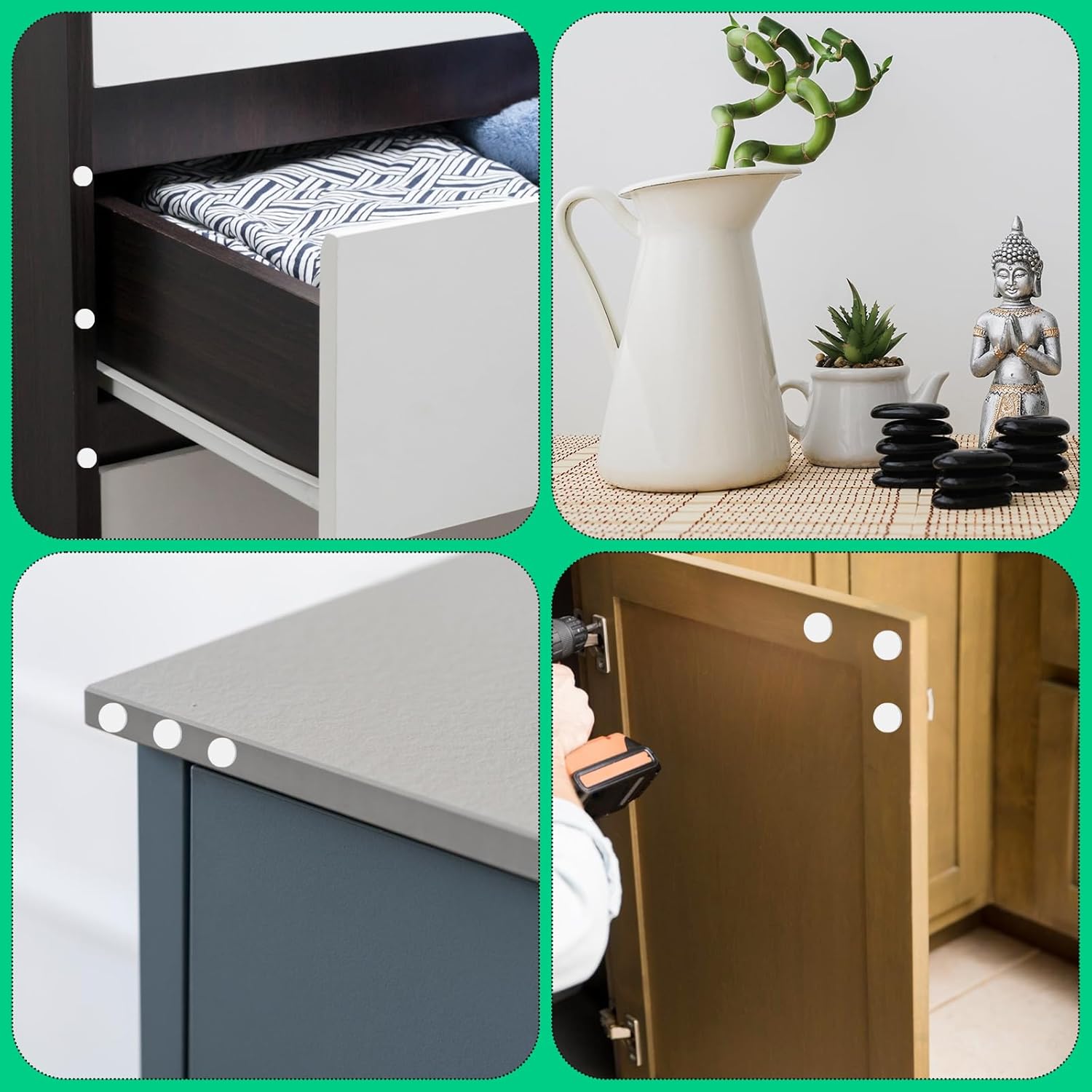 324PCS Small Furniture Felt Pads, Self Adhesive Felt Cabinet Door Bumpers, 0.39 in/1 cm Adhesive Dots to Protect Furniture Tabletop Cabinet Drawer (White, 4 Sheets)