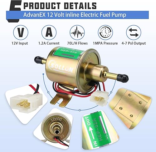 Miniatura 6 de Kit de bomba de combustible eléctrica de 12 V universal de transferencia de baja presión en línea con 10 abrazaderas de manguera de 6.56 pies 516