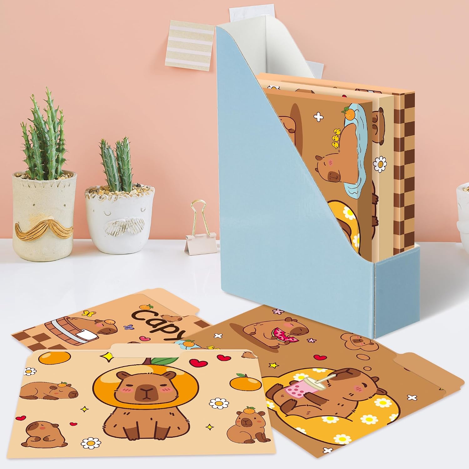 Xqumoi 12Pcs CAPY File Folders - Letter Size Cute Animal Decorative File Pockets with 1/3 Cut Tab Pretty Colored Folders for Office Home Classroom Supplies Documents Paper, 8.9 x 11.6 Inch image 5