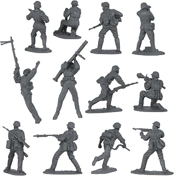 BMC CTS WW2 German Assault & Medics Plastic Army Men - 24pc Gray Soldier Figures