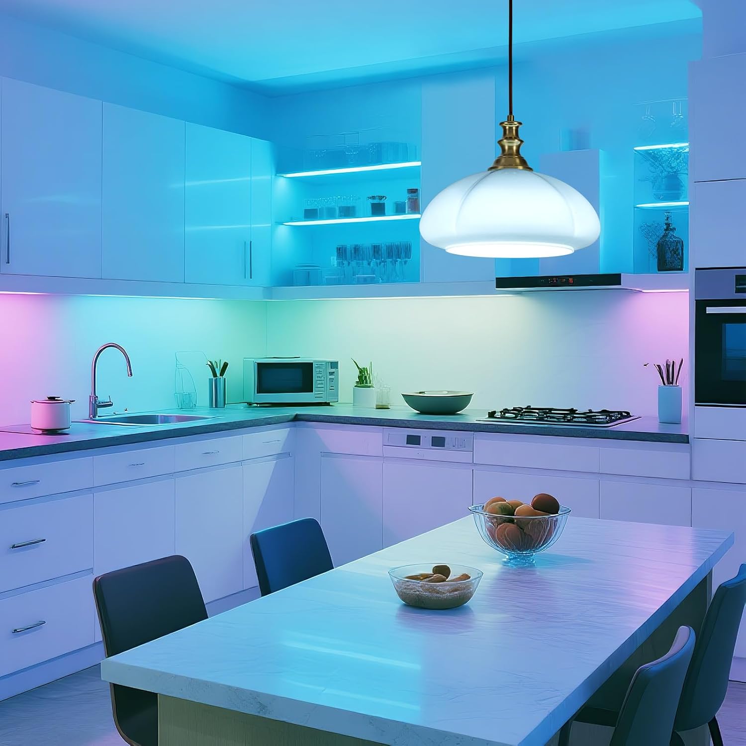 Modern Style Battery Operated Pendant Light,Battery Ceiling Light with Rechargeable Bulbs Remote Control 9 Colors Modes Dimmable Kitchen Island Bedroom Dining Room