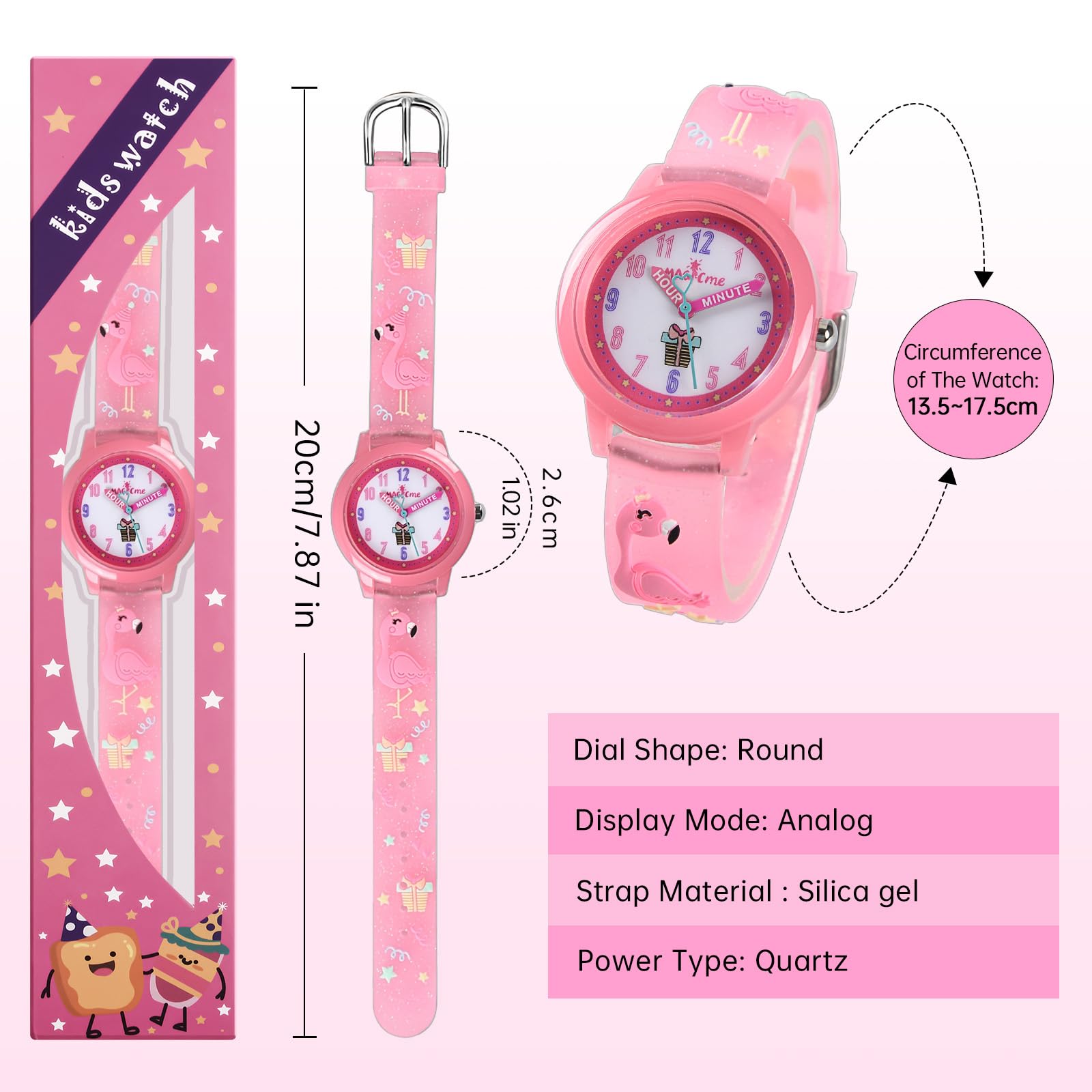 Montre pour Enfants, Montre pour Enfants Étanche 30M, Montre à Quartz Analogique De Dessin Animé 3D, Montre Bracelet Éducative pour Enfants 3 à 12 Ans.