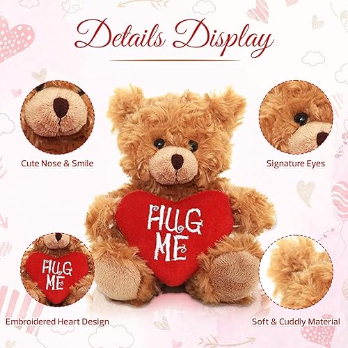 Miniatura 2 de Oso de peluche con forma de corazón moca  Hug Me Bears  Juguete para niños y adultos Día de San Valentín  Almohada de corazón bordada (9 pulgadas