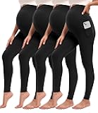 Siimcuzy 4 Pack Women’s Maternity Leggings with Pockets Over The Belly Pregnancy Workout Yoga Pants Activewear