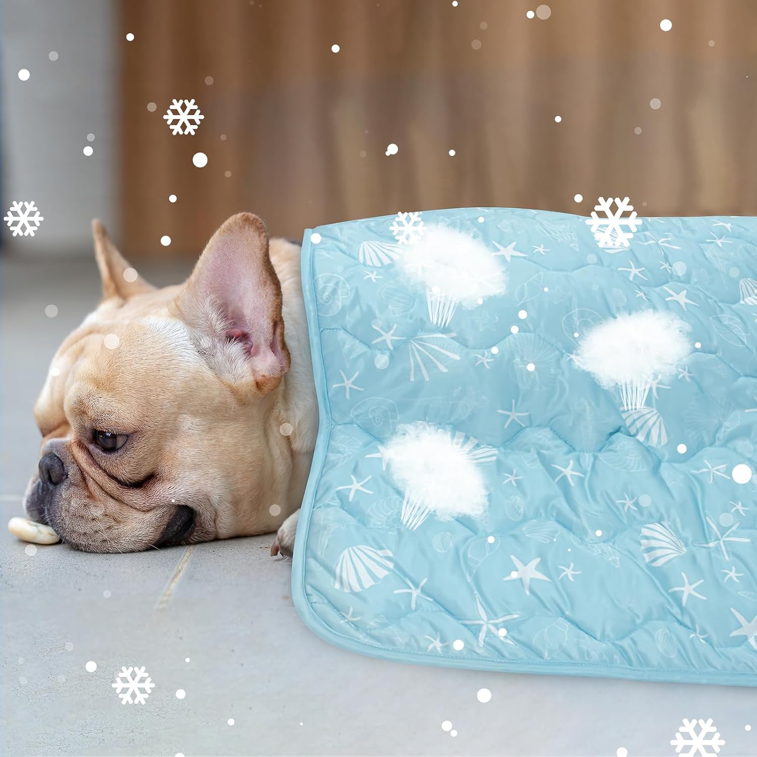 NACOCO Pet Summer Cooling Blanket - 35.4" x 49.2" Double-Sided Mat Dog Puppy Self Cat Pad Bed Cover for Home Outdoor Sofa Sleeping Washable Portable Lightweight Small Medium Large(Blue,M) image 4