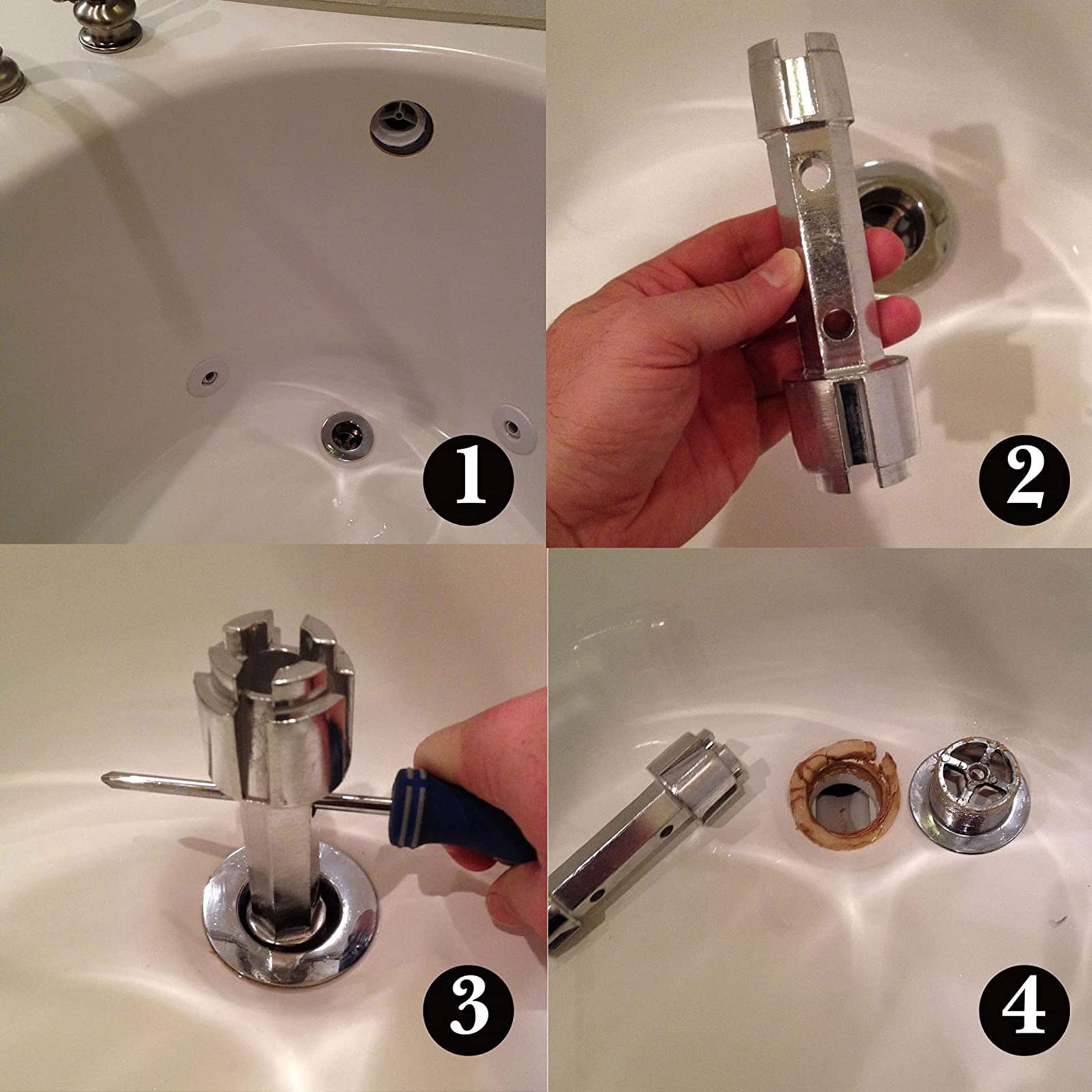 Chiave per rimuovere scarichi per vasca da bagno e doccia, in lega di alluminio