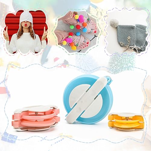 Miniatura 6 de Hoedia Juego de 4 piezas de pompones para hilo, tejido de bolas de pelusa para pompones de hilo, juego de herramientas de lana IDY con tijeras
