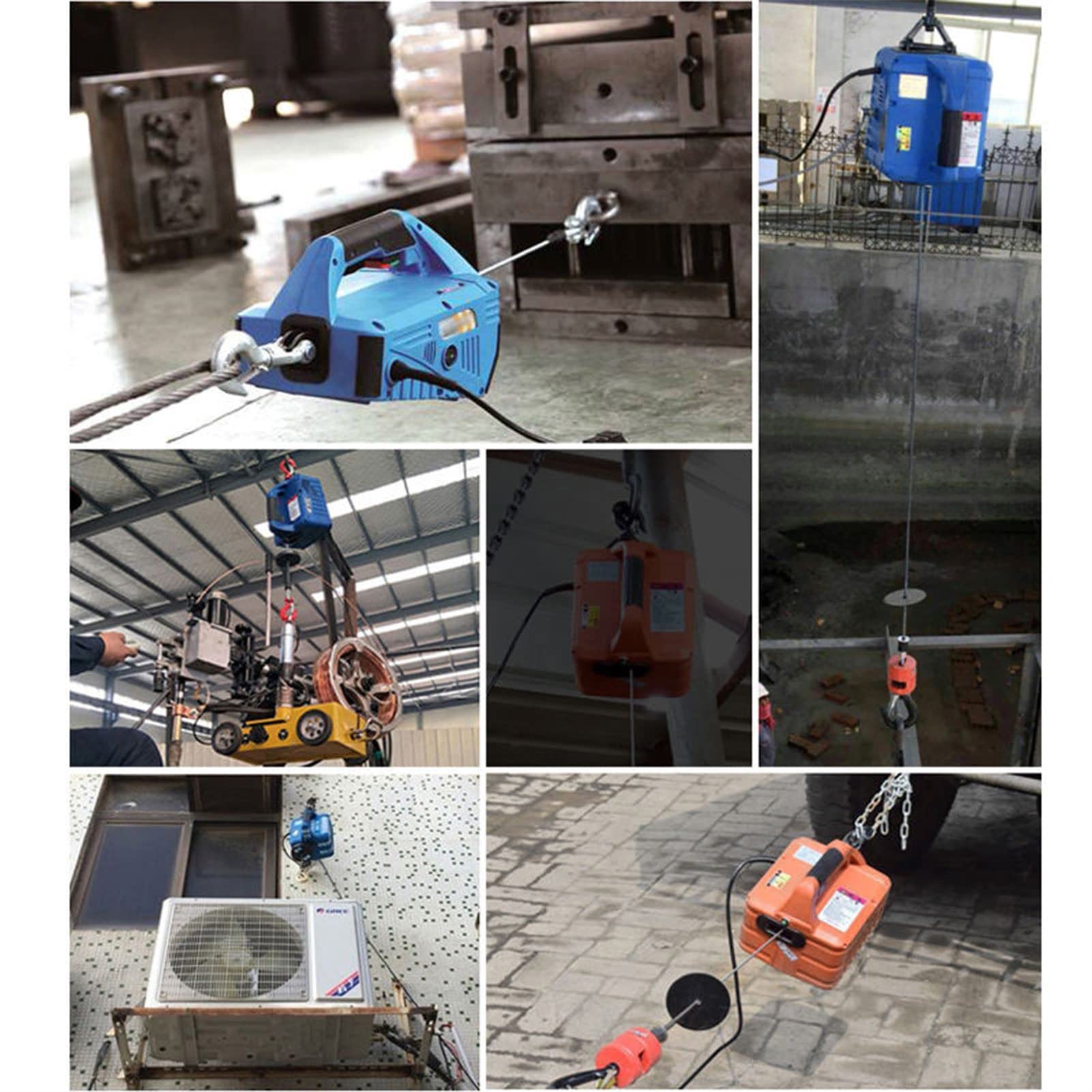 Wciągarka elektryczna 3 w 1 500KG przenośna elektryczna wciągarka ręczna blok trakcyjny elektryczna lina stalowa podnośnik lina holownicza, 70x24x20cm