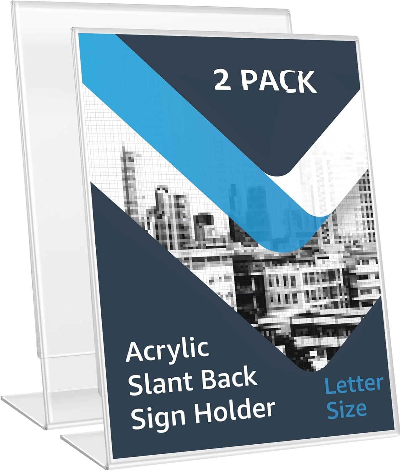  Basics Acrylic Slant Back Sign Holder, 8.5 x11 Inches, 2-Pack : Office Products