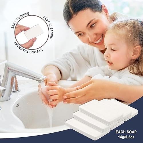 Miniatura 3 de 120 piezas de jabón de barra de hotel de 0.5 oz a granel Mini jabones de viaje pequeños de jabón de baño y artículos de tocador envueltos