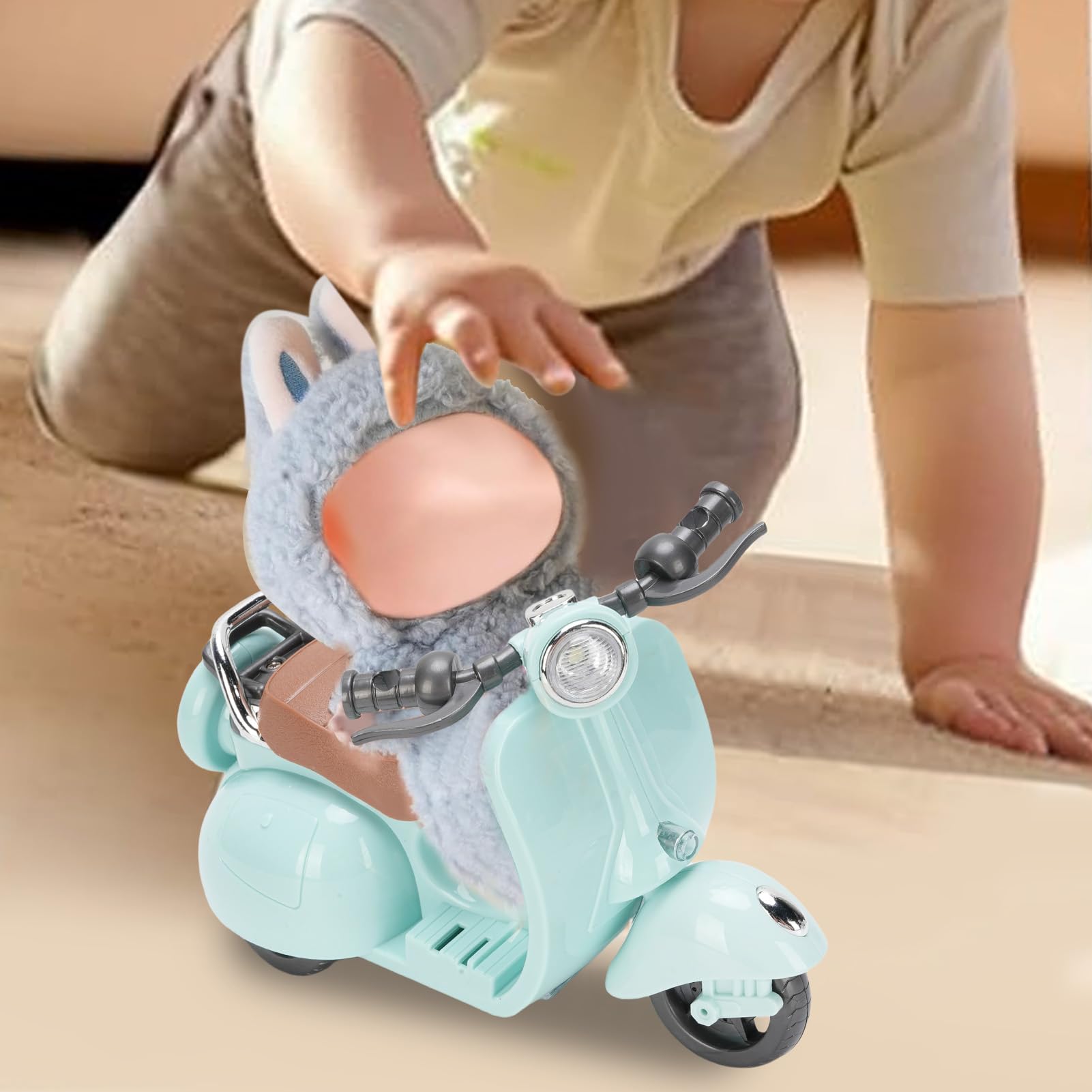 Brrnoo Elektrisches Puppenroller-Spielzeug mit Musiklichtern, Rotierenden Rädern für Puppen, Actionfiguren, Desktop-Dekoration, Spielen (Blue)