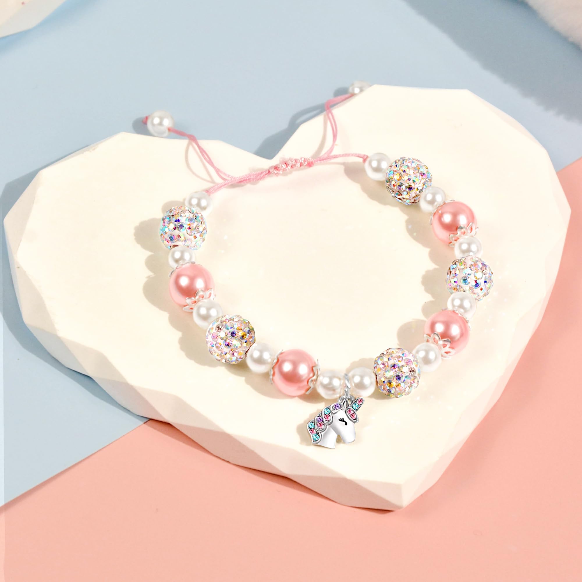 Parma77 2026 Kindergarten/Preschool/5th Grade Graduation Gifts, Adjustable Unicorn Bracelet with Pearl & Rhinestone Ball, Graduation Gifts for Kindergarten Students Daughter Granddaughter Niece