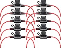 VANTRONIK 10-Pack Waterproof Mini Inline Fuse Holders, 16 AWG 12" Tinned Copper Wire for ATM Blade Fuses in Boats Cars RVs Tractors IP65