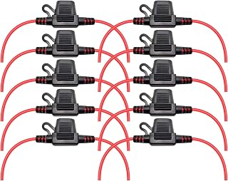 VANTRONIK 10-Pack Waterproof Mini Inline Fuse Holders, 16 AWG 12" Tinned Copper Wire for ATM Blade Fuses in Boats Cars RVs Tractors IP65