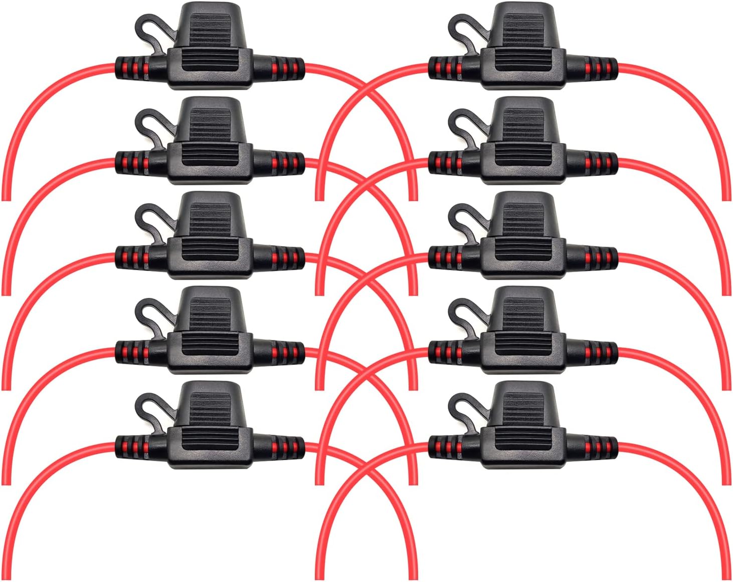 VANTRONIK Waterproof Mini Inline Fuse Holder with 16 Gauge AWG Wire 12 Inches Long, Fit for ATM Blade Small Fuse in Vehicle Automotive Car Boat Tractor, 10 Pack