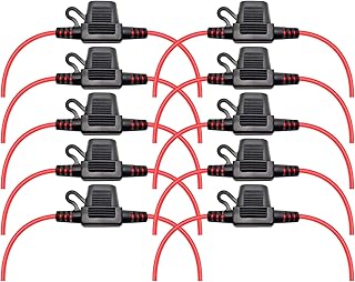 Waterproof Inline Fuse Holder 10 Pack for Mini Fuse, UL1015 16 Gauge AWG 12 Inches Wire, for ATM Blade Fuse