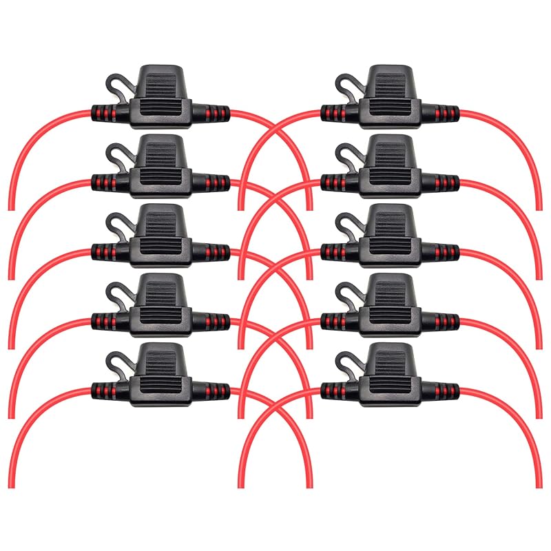 Porta-fusível automotivo mini em linha VANTRONIK à prova d’água, 16 AWG, 30 cm – Pacote com 10 unidades
