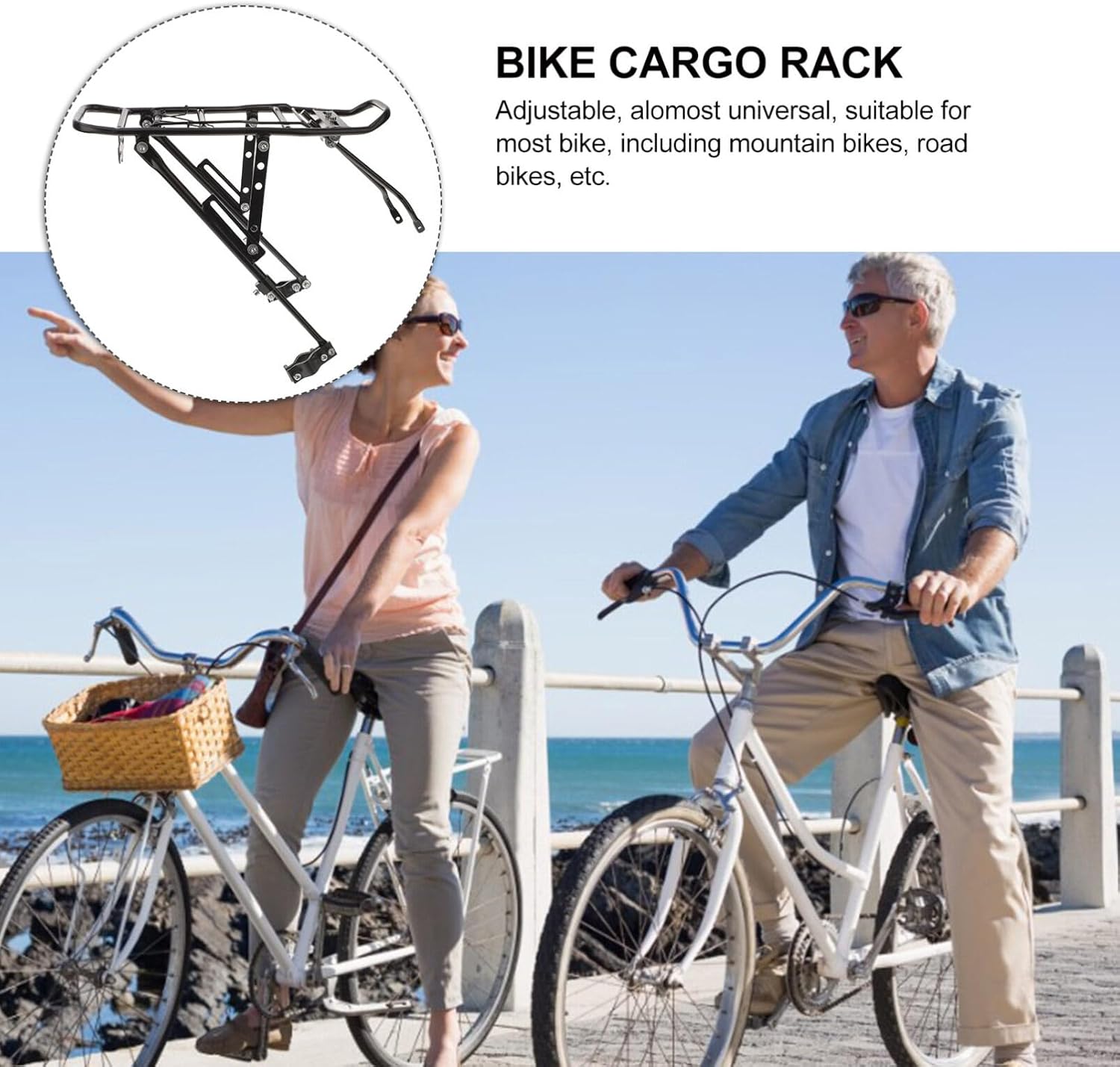BESPORTBLE Adjustable Rear Bike Rack Almost Luggage Carrier for Mountain Road Bikes Heavy Duty Easy Installation Durable for Panniers Backpacks