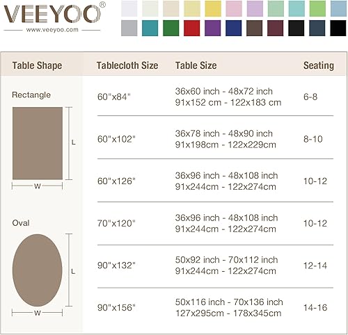 Miniatura 6 de VEEYOO - Mantel rectangular de poliéster lavable para mesa de 6 pies, ideal para bodas, fiestas, restaurantes, cenas, mesas de buffet y más