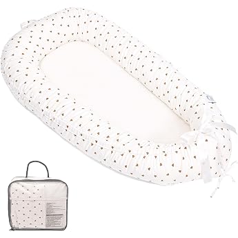 EAQ Babynest Nestchen Baby Weiches Atmungsaktives baby bett f r Neugeborene Geschenk 100% Baumwolle Baby Erstausstattung Neugeborene Braunes kleines Herz