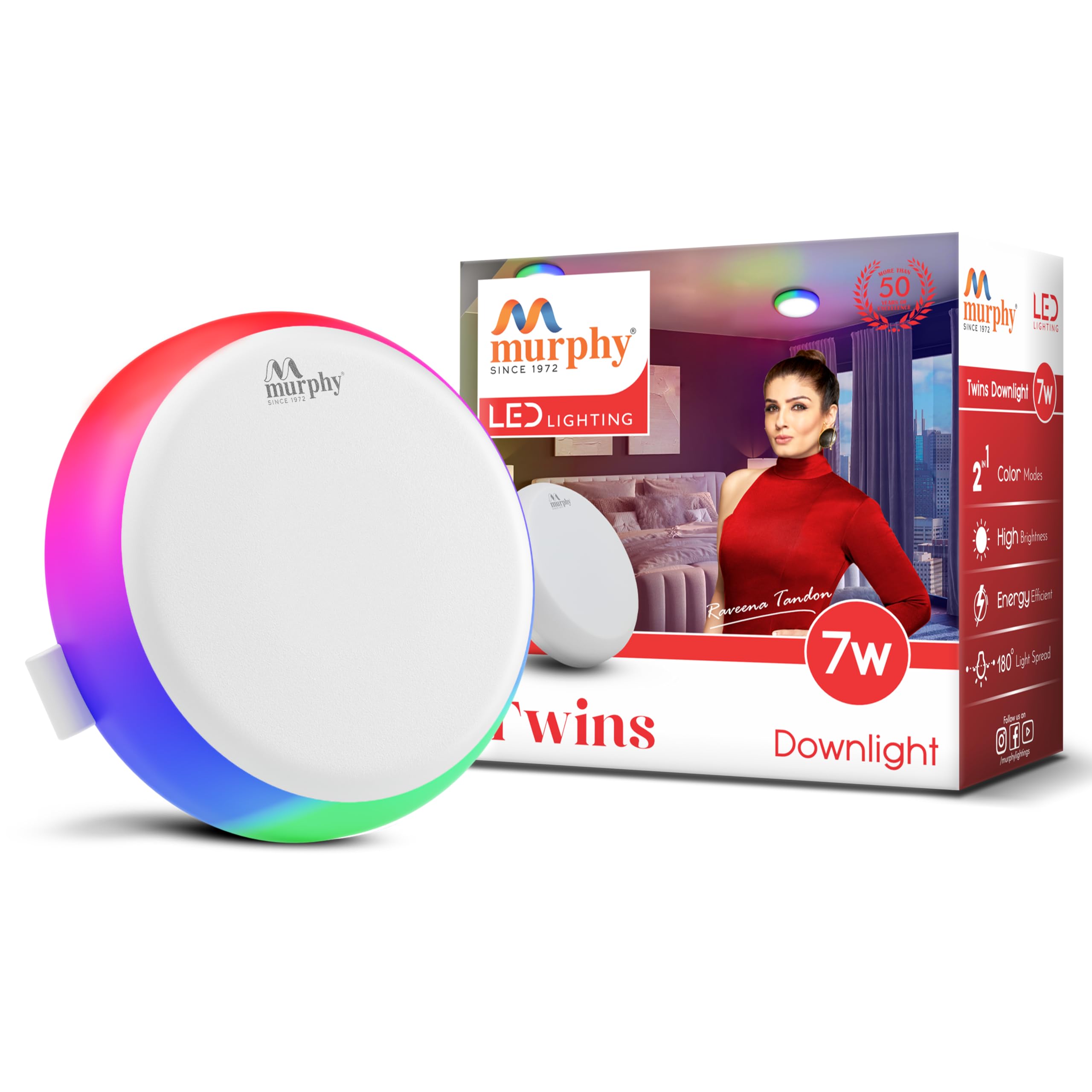 Buy Murphy 2-in-1 7W+7W White + Multi-Color RGB Round LED Junction