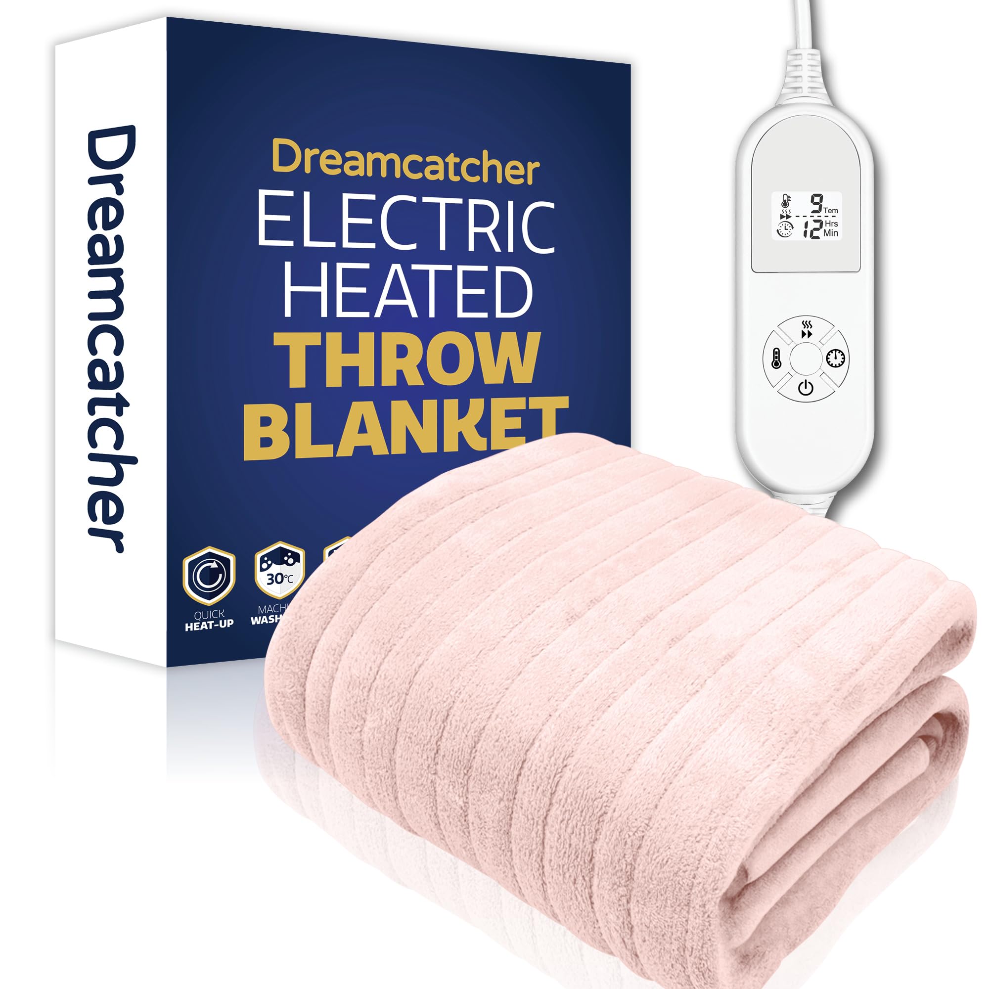 Dreamcatcher Deluxe  Xl Electric Throw Heated Double Over Blanket Soft Fleece 9 Heat & 12Hr Timer SettingsPink from B&Q